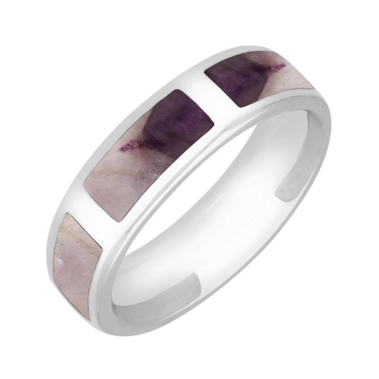 Sterling Silver Blue John 6mm Wedding Band Ring - Silver