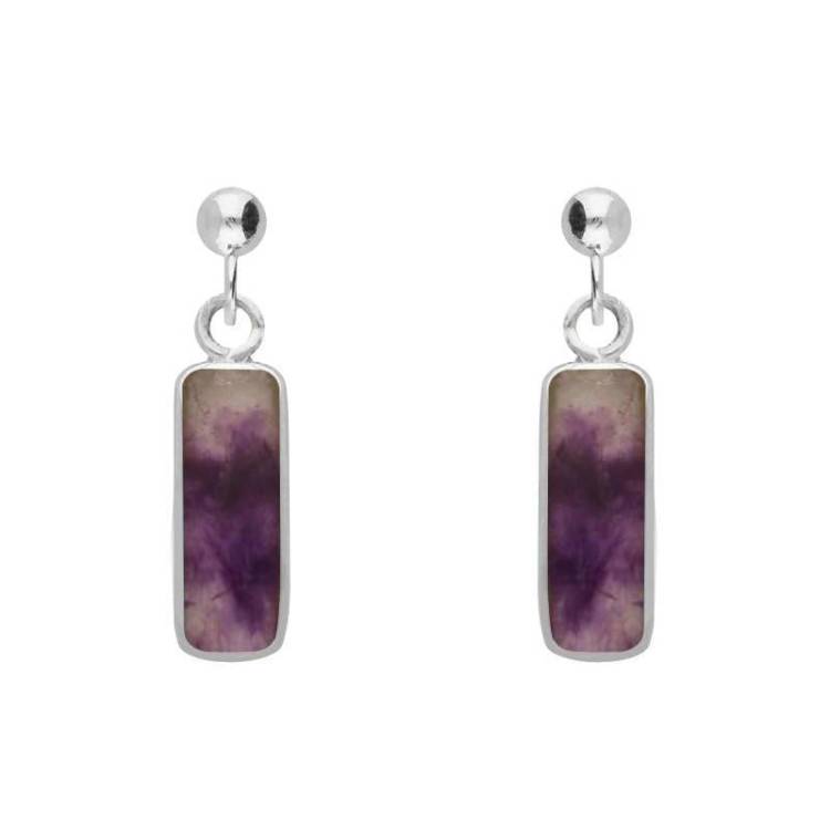 Sterling Silver Blue John Oblong Drop Earrings - Option1 Value Silver