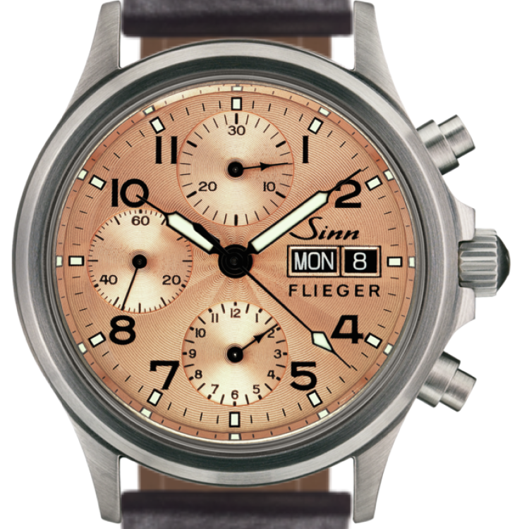 Sinn Watch 356 Sa Pilot II Black Leather Orange Stitch - Brown