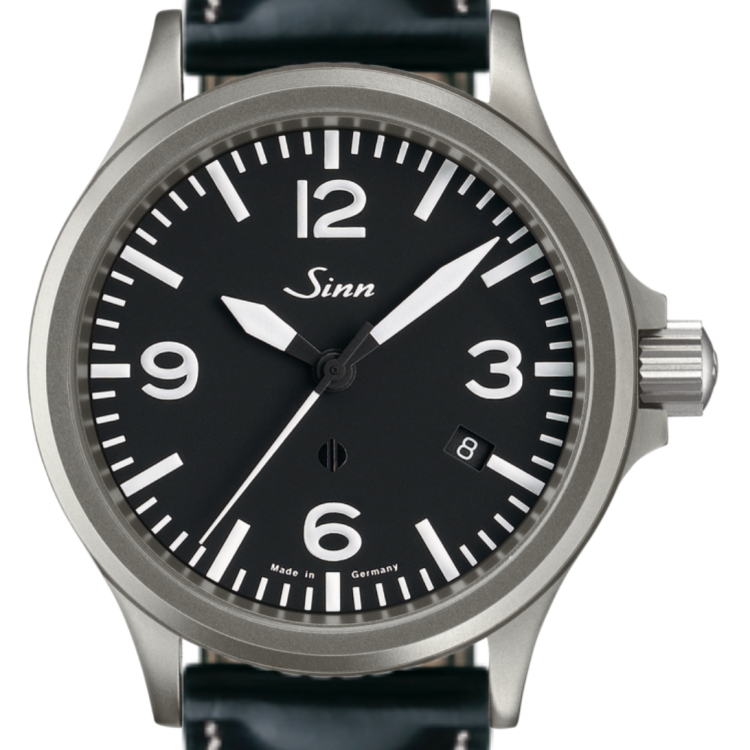 Sinn Watch 856 Leather With White Stitching - Black