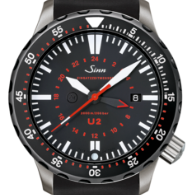 Sinn Watch U2 SDR - EZM 5 Silicone - Black