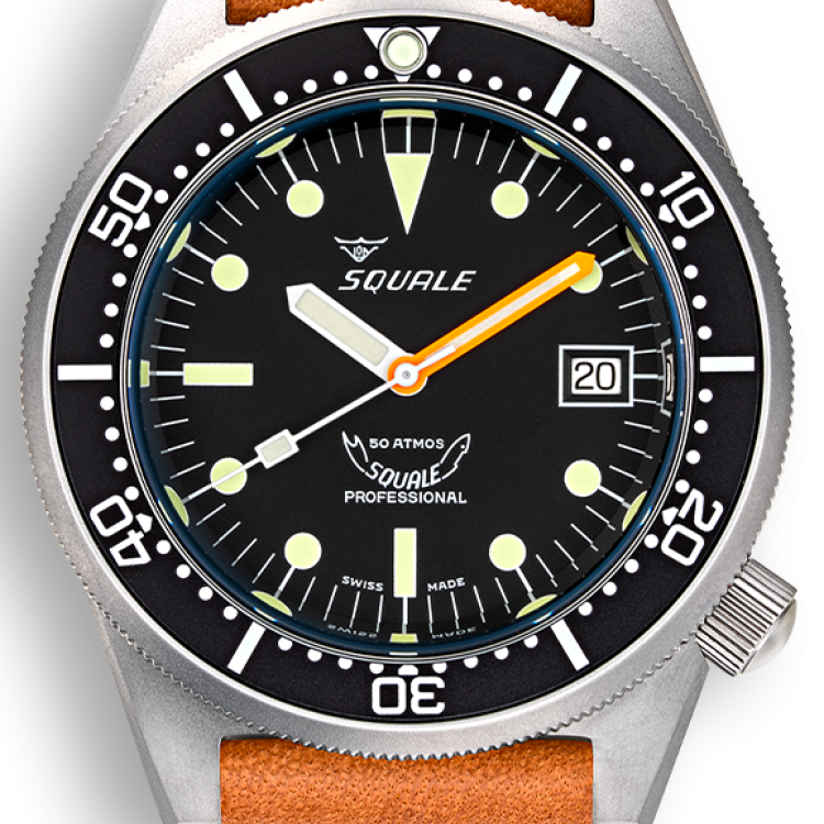 Squale Watch 1521 Black Blasted Leather - Black