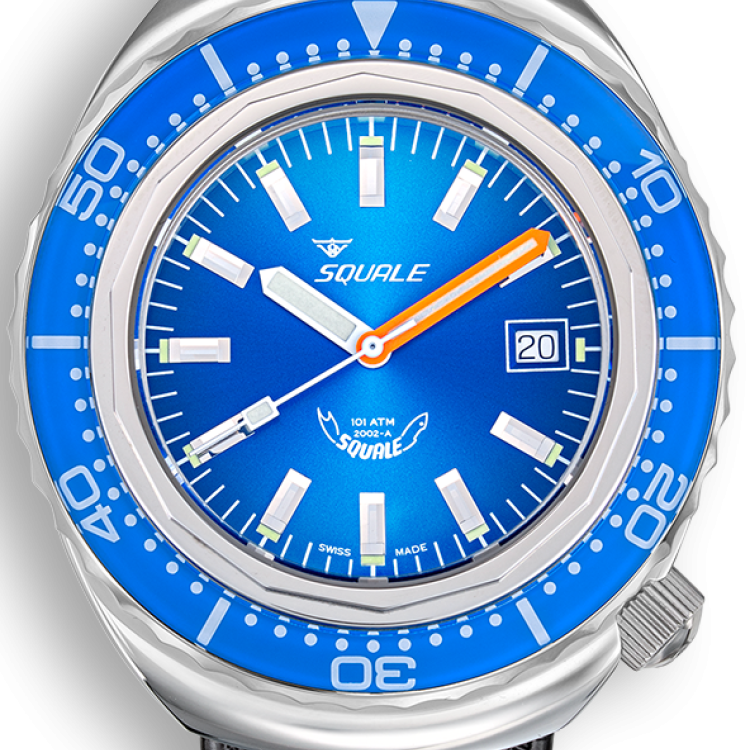 Squale Watch 2002 Blue Rubber