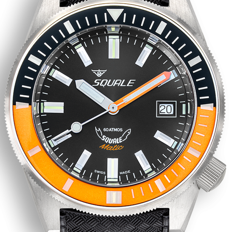 Squale Watch Matic Satin Orange Rubber - Blue