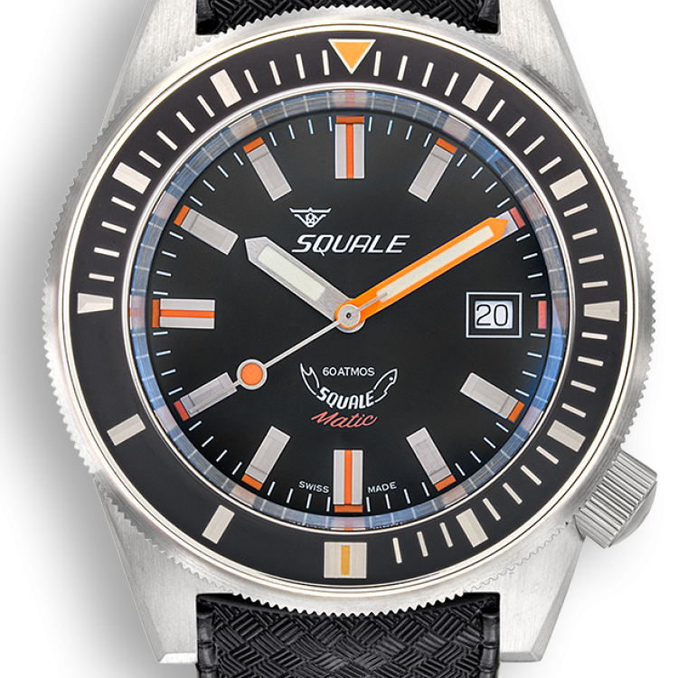 Squale Watch Matic Satin Black Rubber