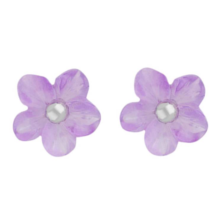 Sterling Silver Amethyst Tuberose 8mm Desert Rose Stud Earrings - Silver