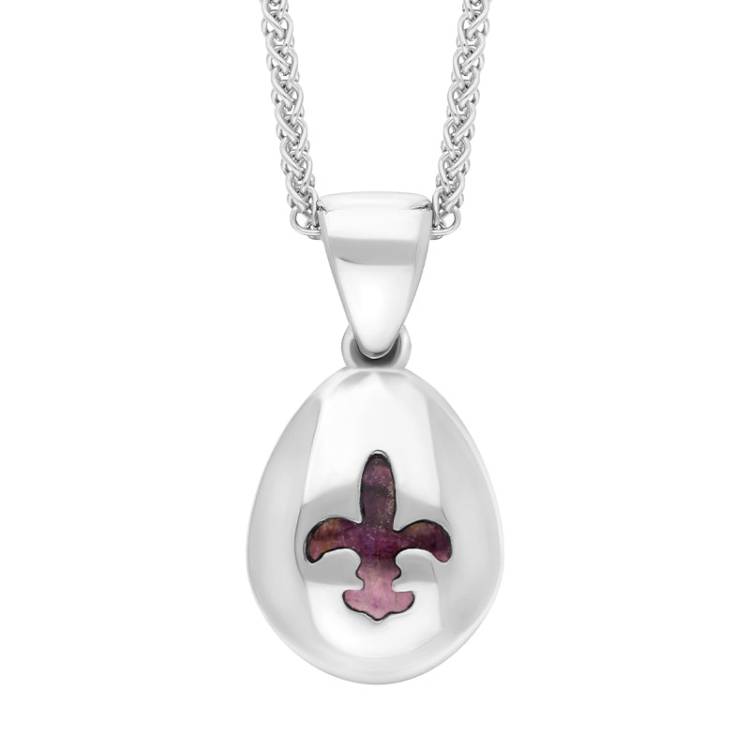 Sterling Silver Blue John Fleur De Lis Pear Shape Necklace