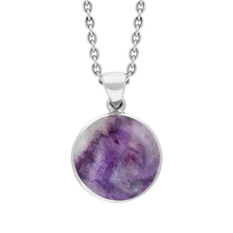 Sterling Silver Blue John Plain Round Necklace