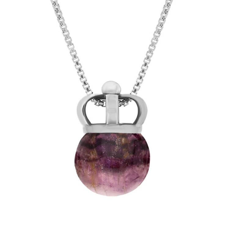 Sterling Silver Blue John Royal Crown 11mm Bead Pendant - Silver