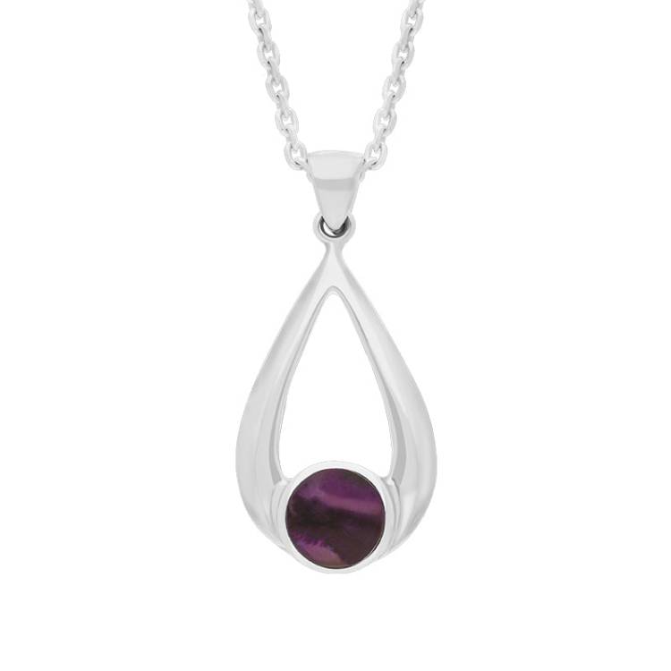 Sterling Silver Blue John Teardrop Necklace - Silver