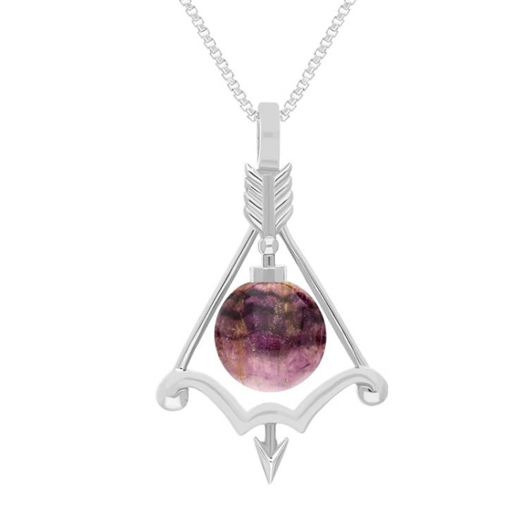 Sterling Silver Blue John Zodiac Sagittarius 8mm Bead Pendant - Silver