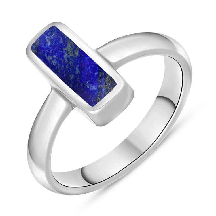 Sterling Silver Lapis Lazuli Slim Oblong Ring - Option1 Value Silver