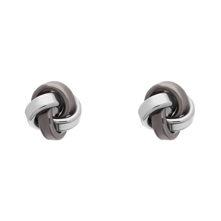 Sterling Silver Loop Knot Stud Earrings D - Silver