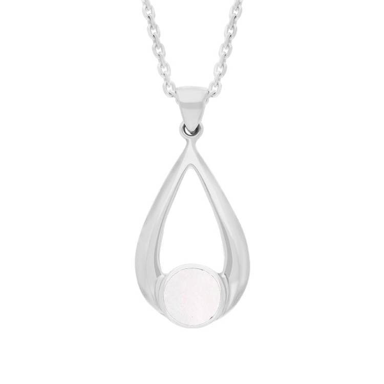 Sterling Silver Mother of Pearl Teardrop Necklace - Silver
