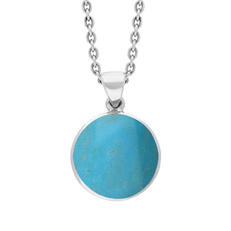 Sterling Silver Turquoise Plain Round Necklace