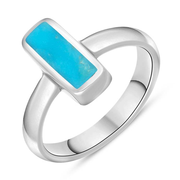 Sterling Silver Turquoise Slim Oblong Ring - Option1 Value Silver