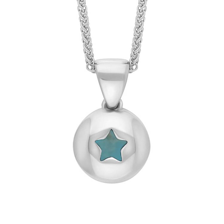 Sterling Silver Turquoise Star Disc Necklace