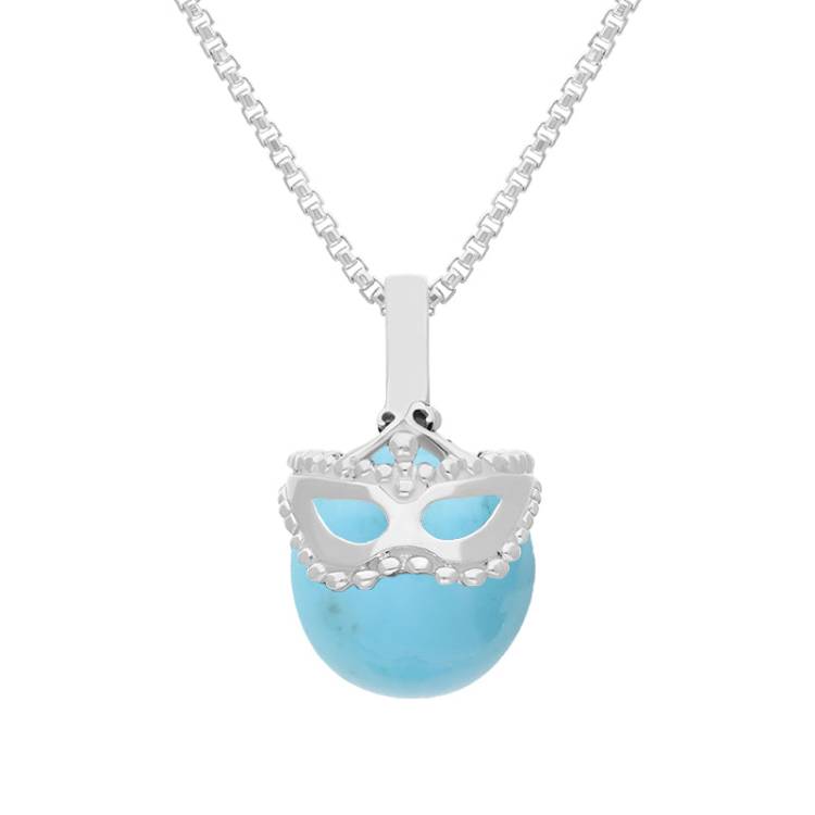 Sterling Silver Turquoise Zodiac Gemini 9mm Bead Pendant - Silver