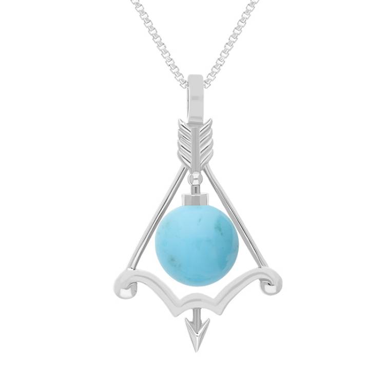 Sterling Silver Turquoise Zodiac Sagittarius 8mm Bead Pendant - Silver