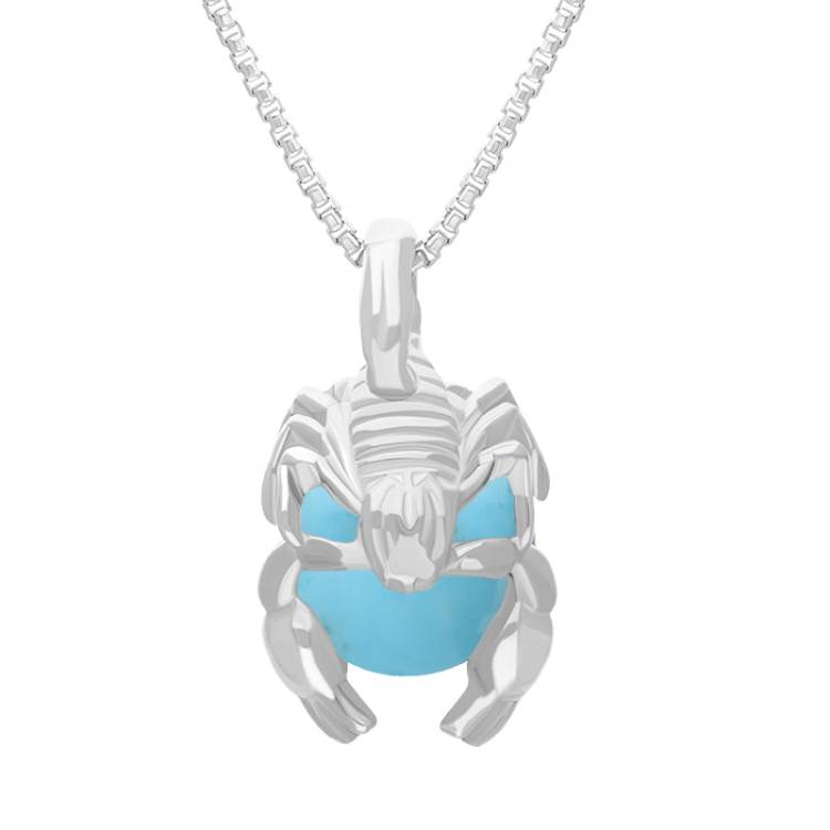 Sterling Silver Turquoise Zodiac Scorpio 9mm Bead Pendant - Silver