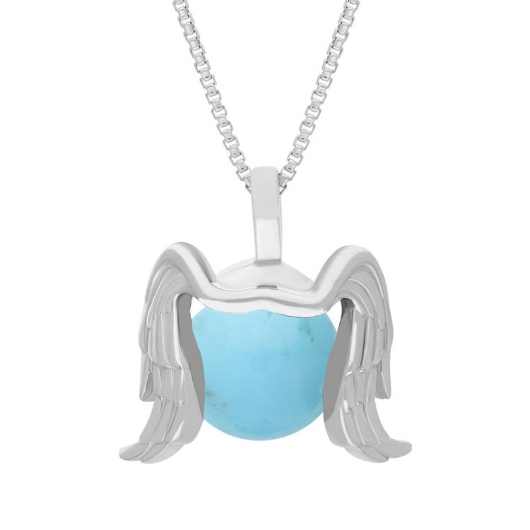 Sterling Silver Turquoise Zodiac Virgo 10mm Bead Pendant - Silver