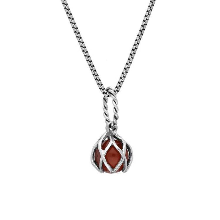 Sterling Silver Amber Emma Stothard Silver Darling 6mm Float Charm Necklace