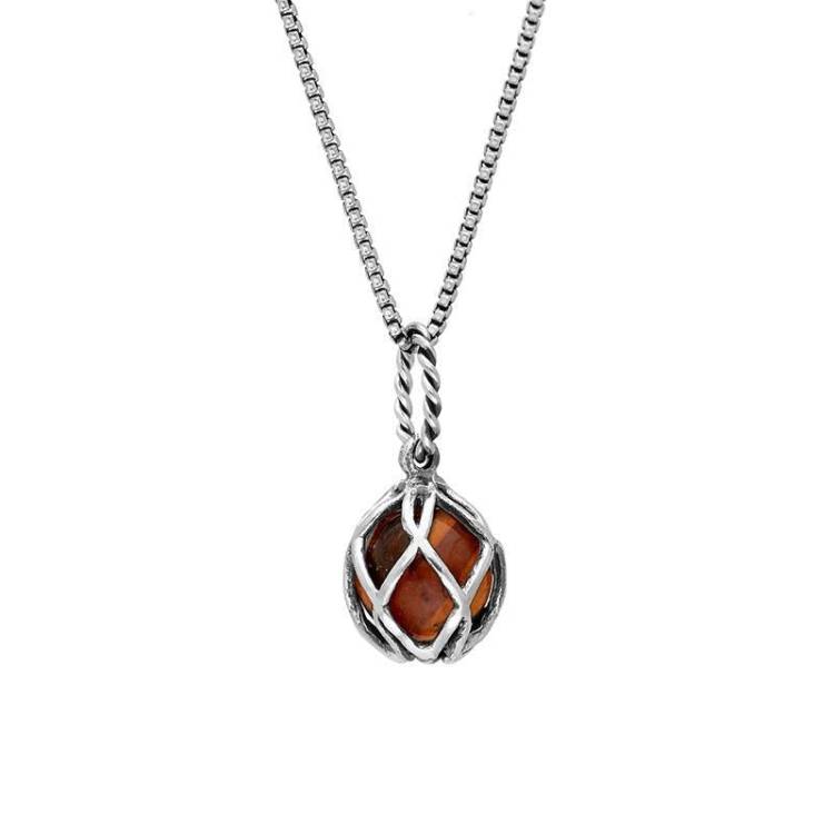 Sterling Silver Amber Emma Stothard Silver Darling 8mm Float Charm Necklace