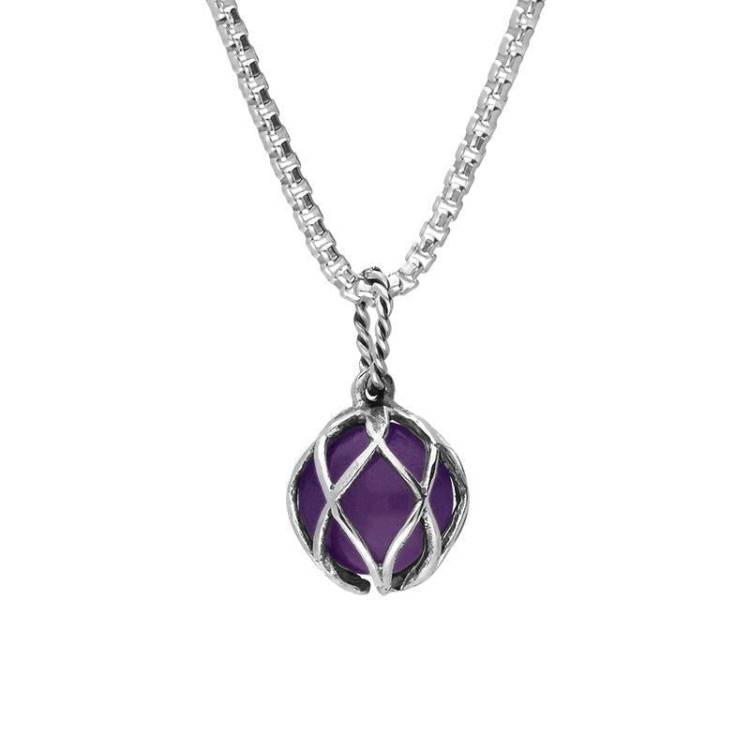 Sterling Silver Amethyst Emma Stothard Silver Darling 10mm Float Charm Necklace
