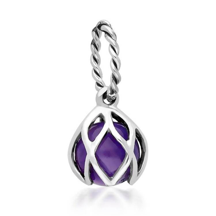 Sterling Silver Amethyst Emma Stothard Silver Darling 6mm Float Charm