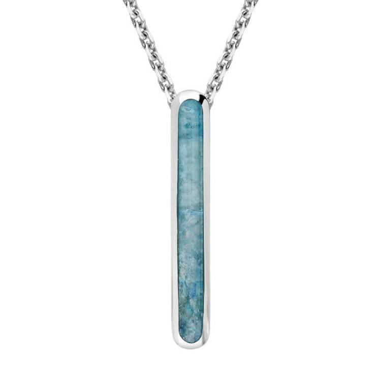 Sterling Silver Aquamarine Lineaire Drop Oval Necklace