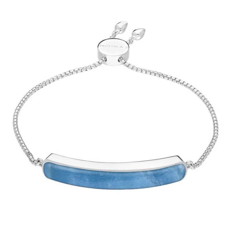 Sterling Silver Aquamarine Lineaire Long Bracelet
