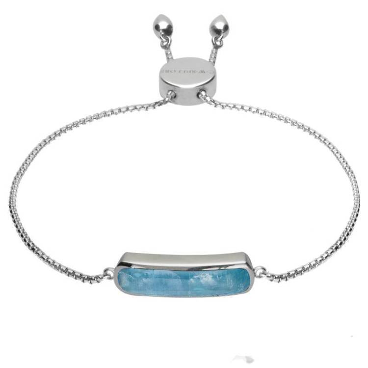 Sterling Silver Aquamarine Lineaire Petite Bracelet