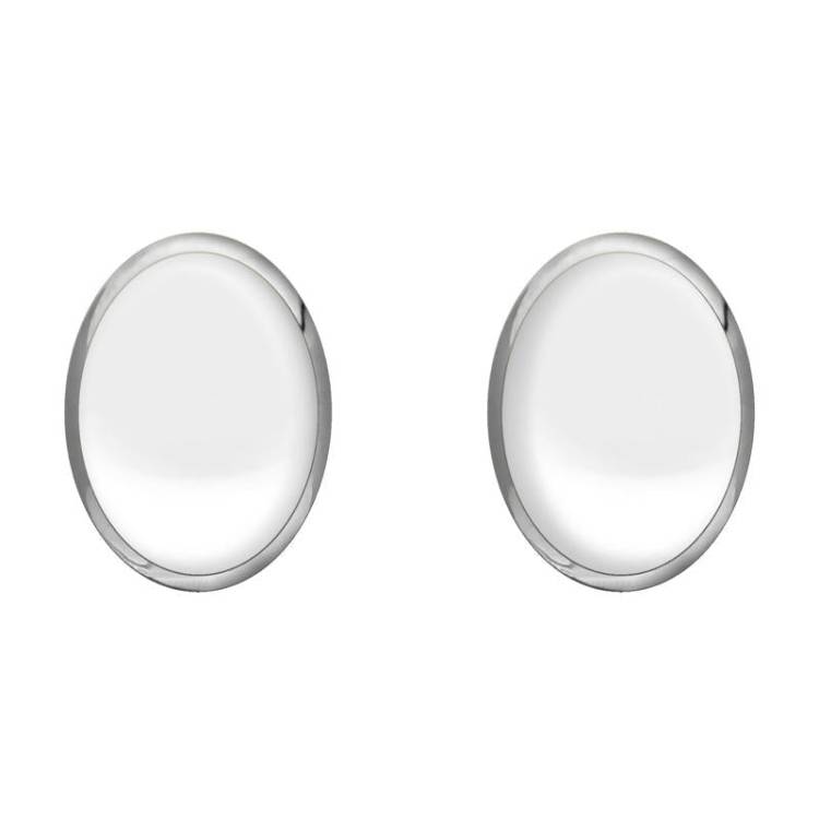 Sterling Silver Bauxite 10mm x 8mm Classic Large Oval Stud Earrings