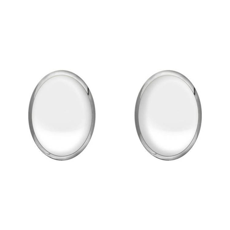 Sterling Silver Bauxite 8mm x 6mm Classic Medium Oval Stud Earrings