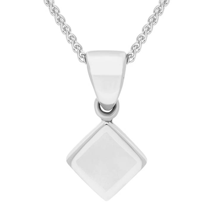 Sterling Silver Bauxite Dinky Square Necklace - Silver