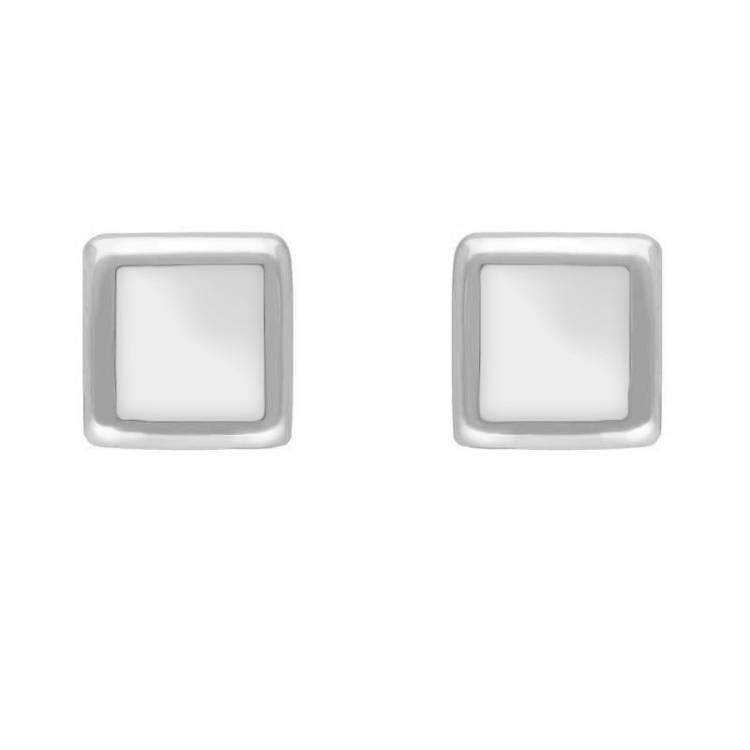 Sterling Silver Bauxite Dinky Square Stud Earrings