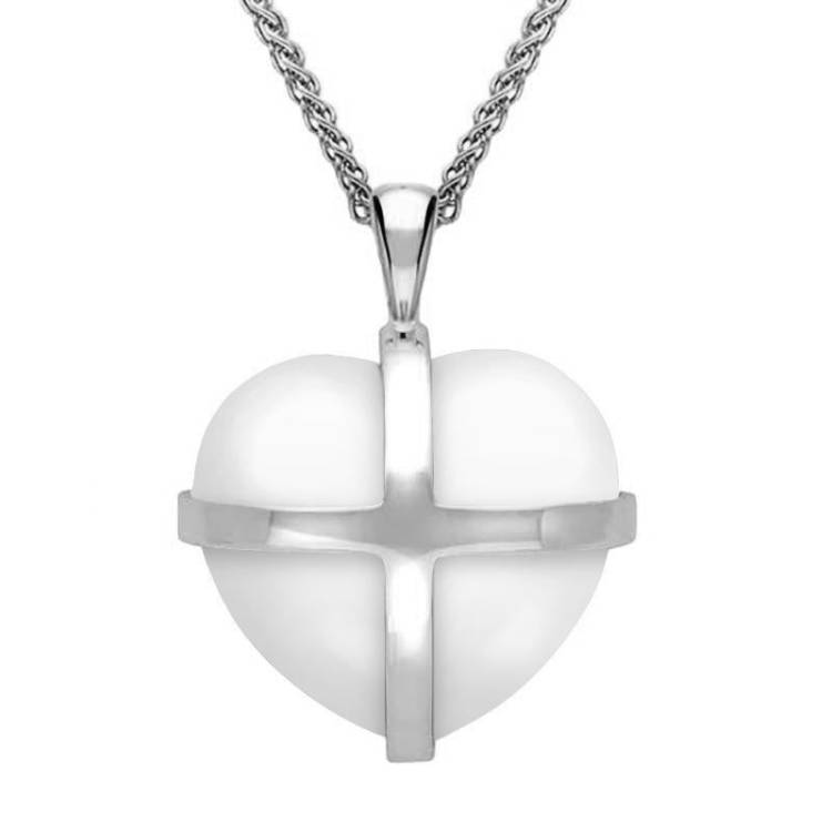 Sterling Silver Bauxite Medium Cross Heart Necklace - Silver