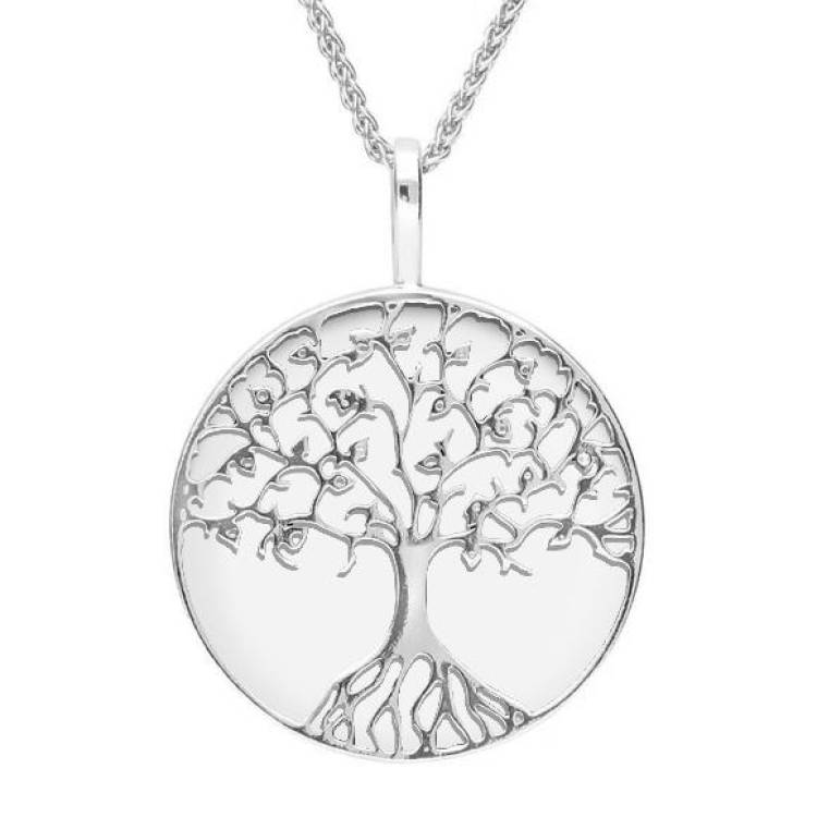 Sterling Silver Bauxite Round Tree Of Life Necklace