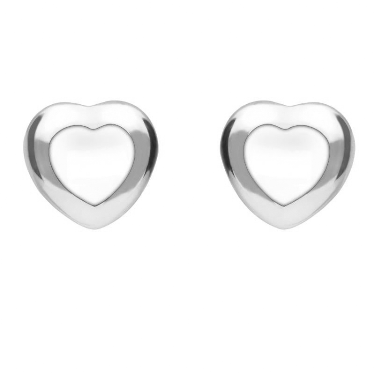Sterling Silver Bauxite Medium Heart Stud Earrings