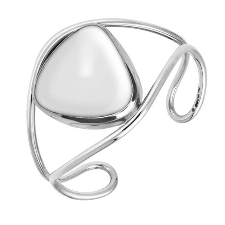 Sterling Silver Bauxite Unique Bangle - Silver