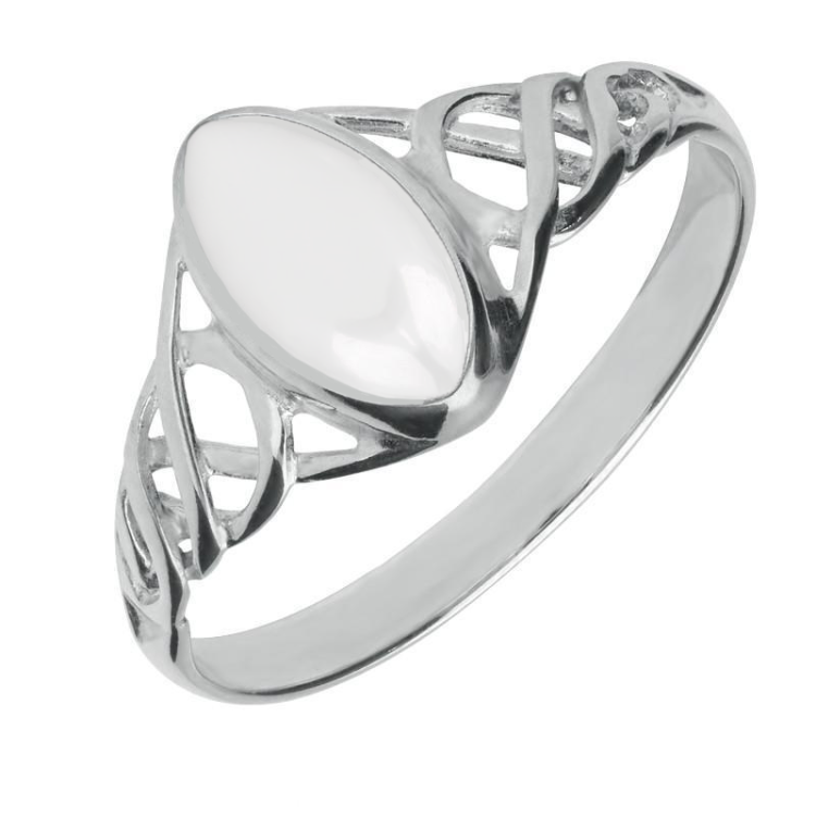 Sterling Silver Bauxite Marquise Celtic Ring - Silver