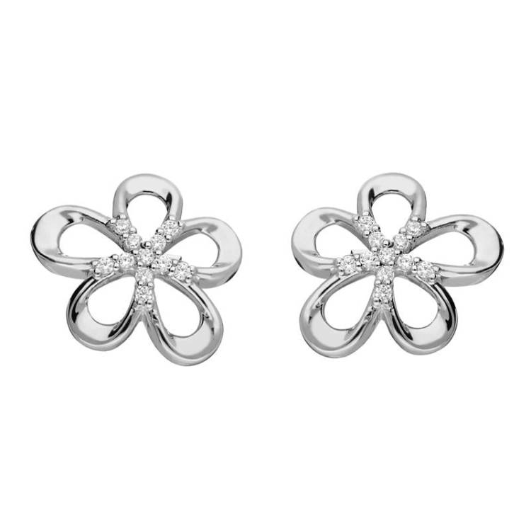 Sterling Silver Five Petal Flower Stud Earrings - Option1 Value Silver