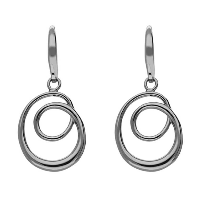 Black Rhodium Plated Sterling Silver Open Swirl Infinity Drop Earrings - Option1 Value Silver