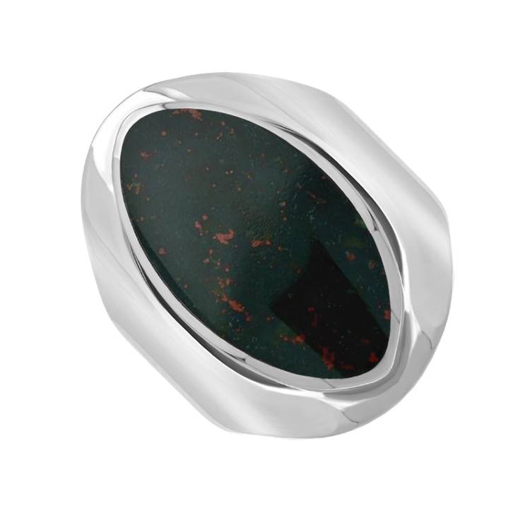 Sterling Silver Bloodstone Medium Oval Ring