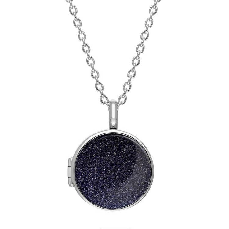 Sterling Silver Blue Goldstone Small Round Locket