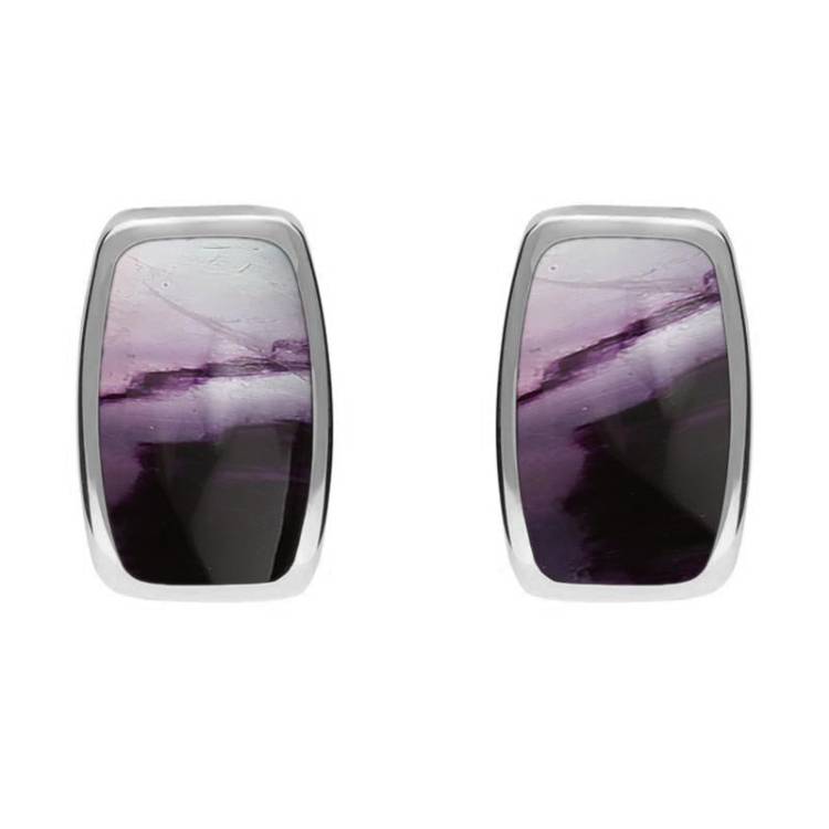 Sterling Silver Blue John Barrel Stud Earrings - Silver