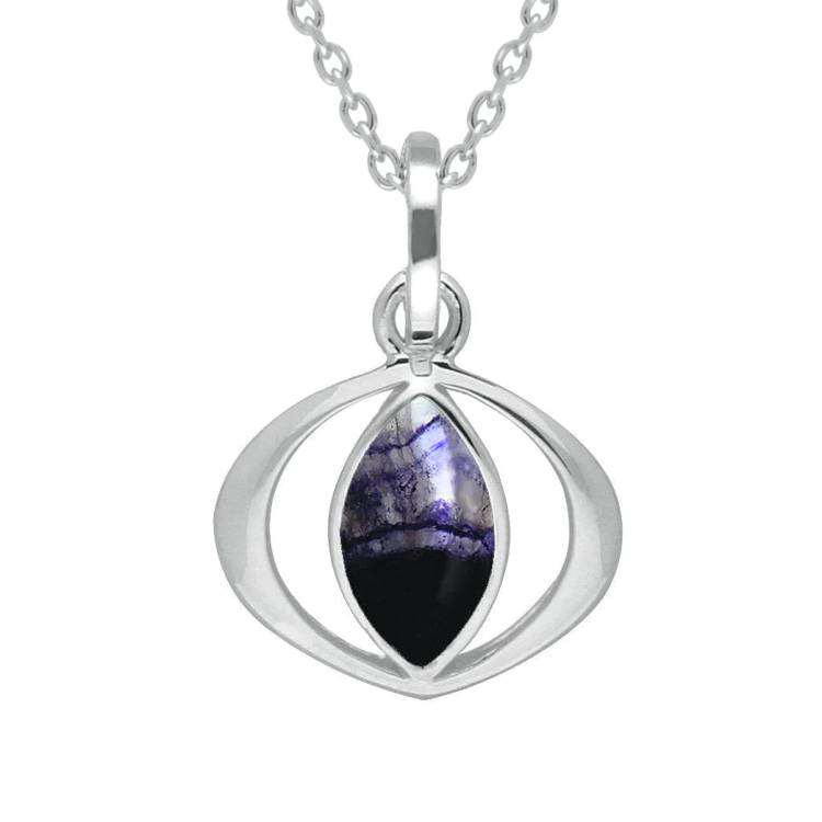 Sterling Silver Blue John Cat Eye Necklace