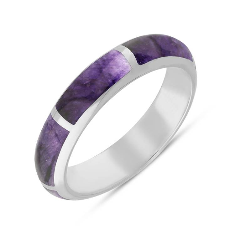 Sterling Silver Blue John 6mm Gap Wedding Band Ring - Silver