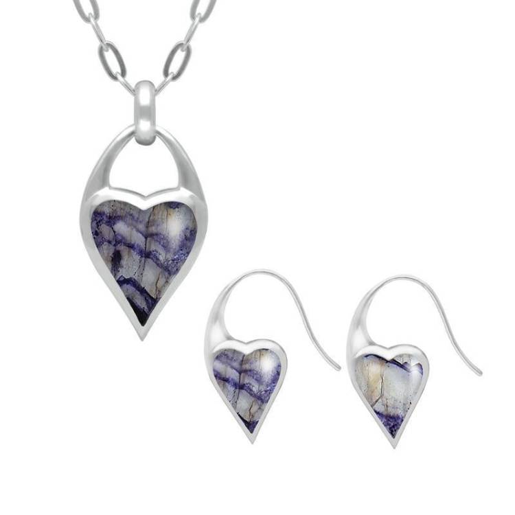 Sterling Silver Blue John Heart Carrier Two Piece Set