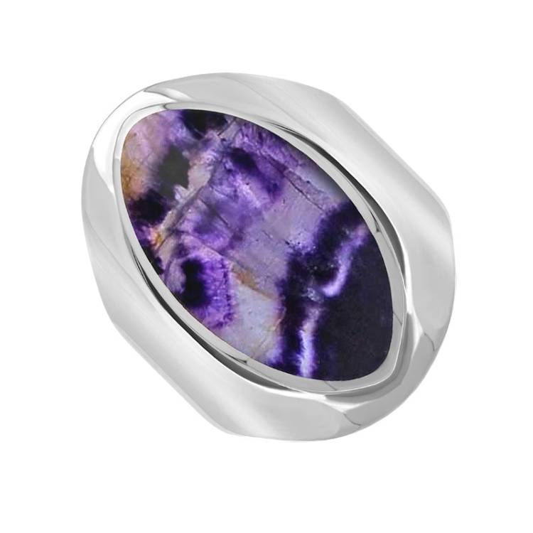 Sterling Silver Blue John Medium Oval Ring - Silver